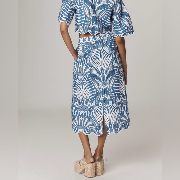 FARM Rio Lace Nature Euroflax™ Premium Linen Midi Skirt - Picture 4 of 15